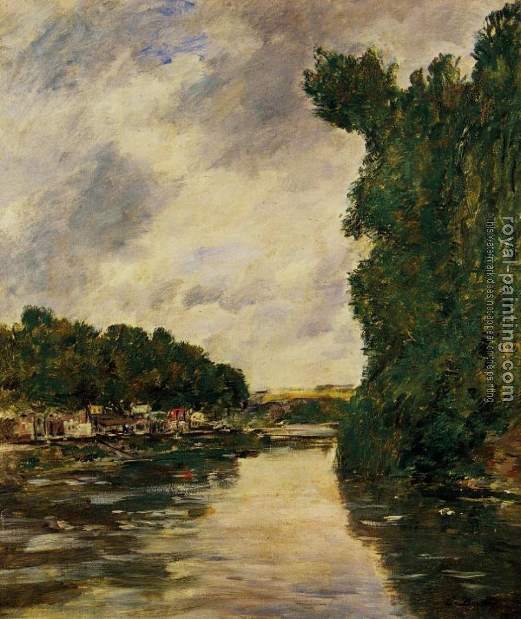 Eugene Boudin : A River near d'Abbeville Eugene Boudin : A River near d'Abbeville